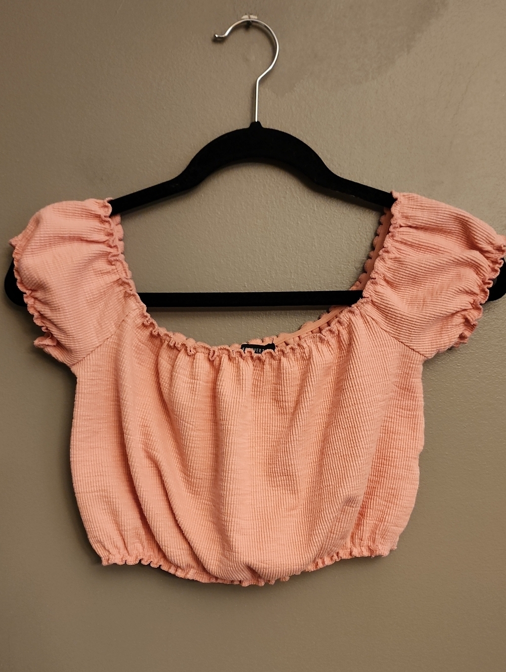Forever 21 Smocked Off-Shoulder Crop Top - Picture 1 of 16